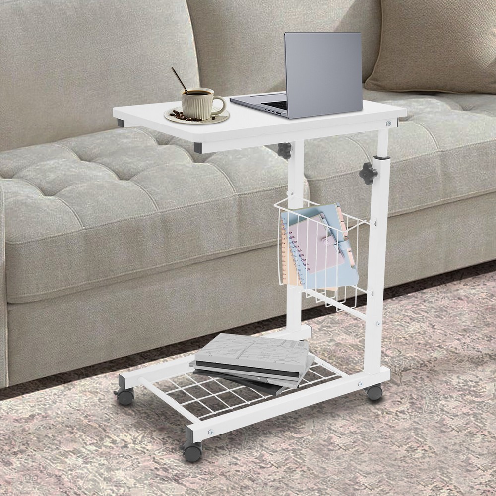 Adjustable Bed Side Table Side Table with Wheels Mobile Standalone Table USA