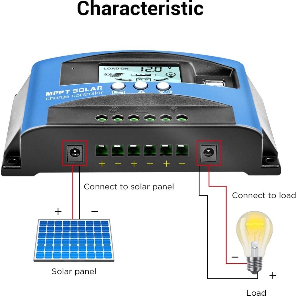 (100A) MPPT Solar Charger Controller Battery Regulator Dual USB LCD Display US