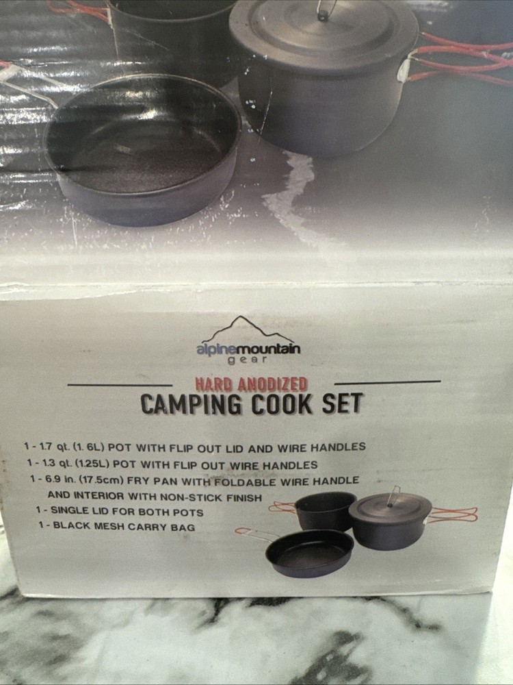 3 Piece Backpacker Hard-Anodized Cook Set - Camping Cookware with Carrying Bag