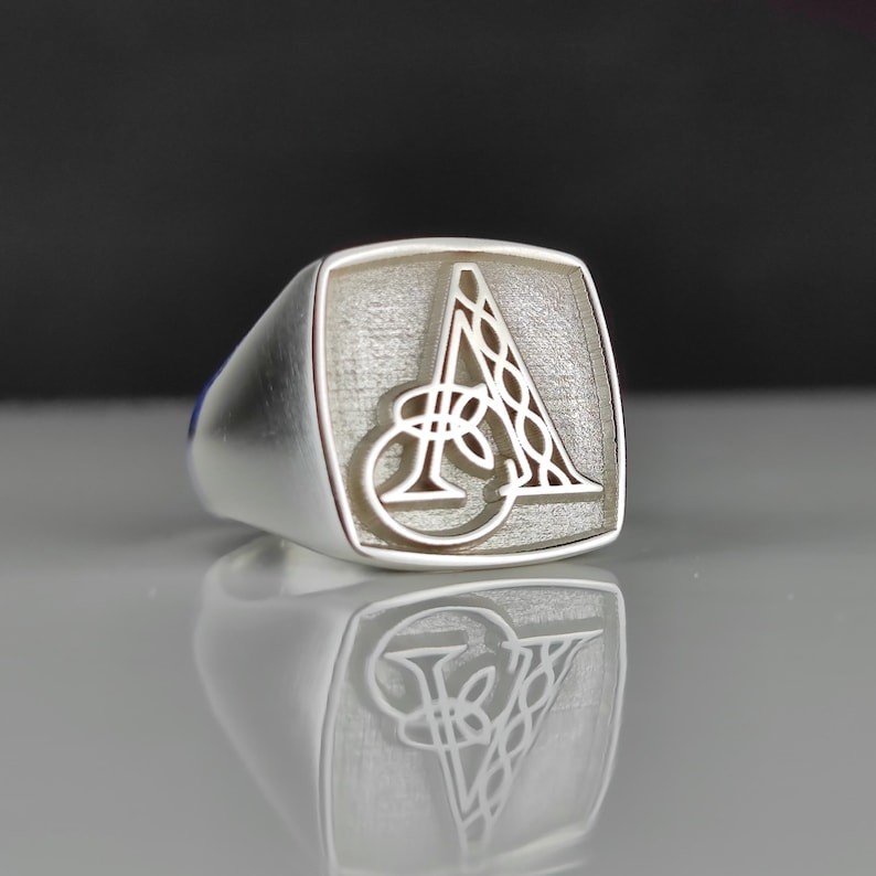 Personalized Celtic Initial A Signet Ring 925 Sterling Silver Men's Square Alpha