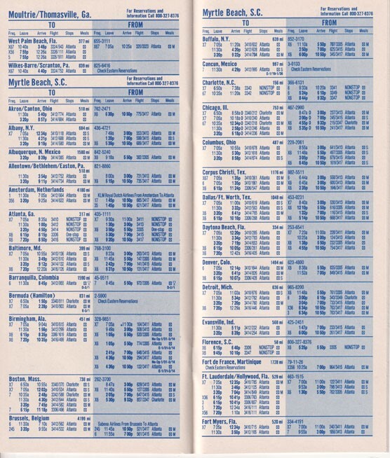 Eastern Atlantis Express timetable 1986/01/01