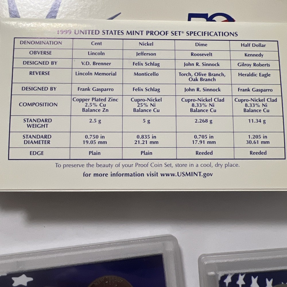 1999 US proof set in original box and packaging