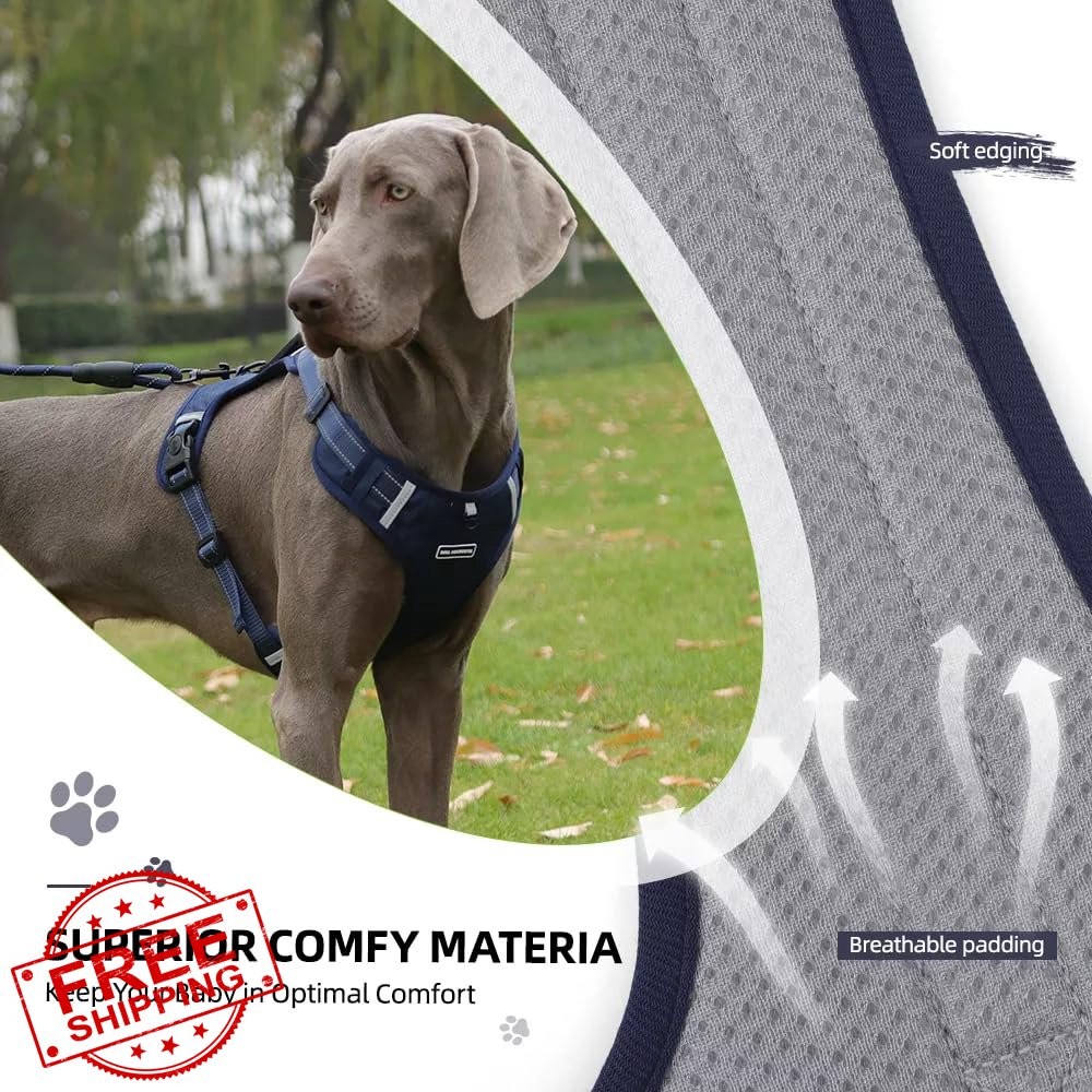 UNA MASCOTA No Pull Dog Harness Dark Blue M Reflective