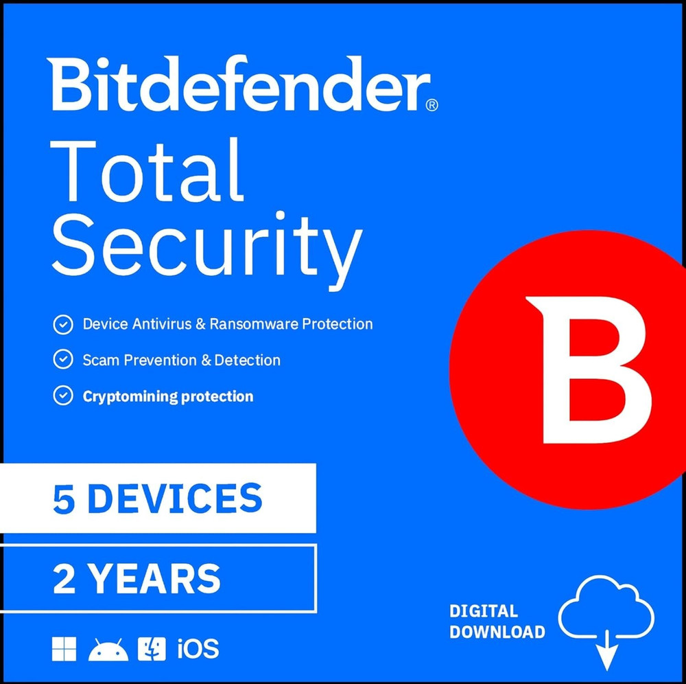 Bitdefender Total Security 2026 - 5  Devices / 2 Years USA Only. Fast Delivery.