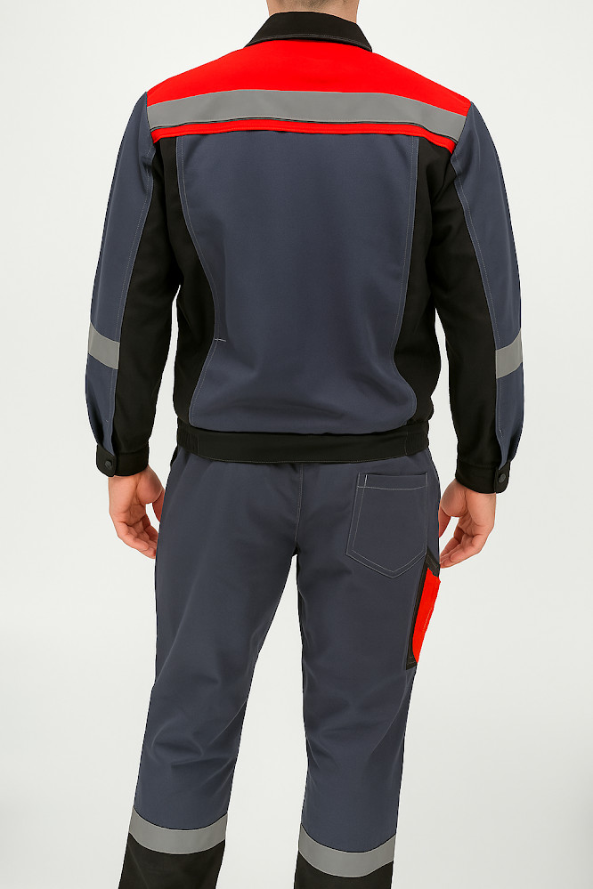 Work Jacket Pants Set Reflective Strip Work Uniform High Visibility Workwear Set