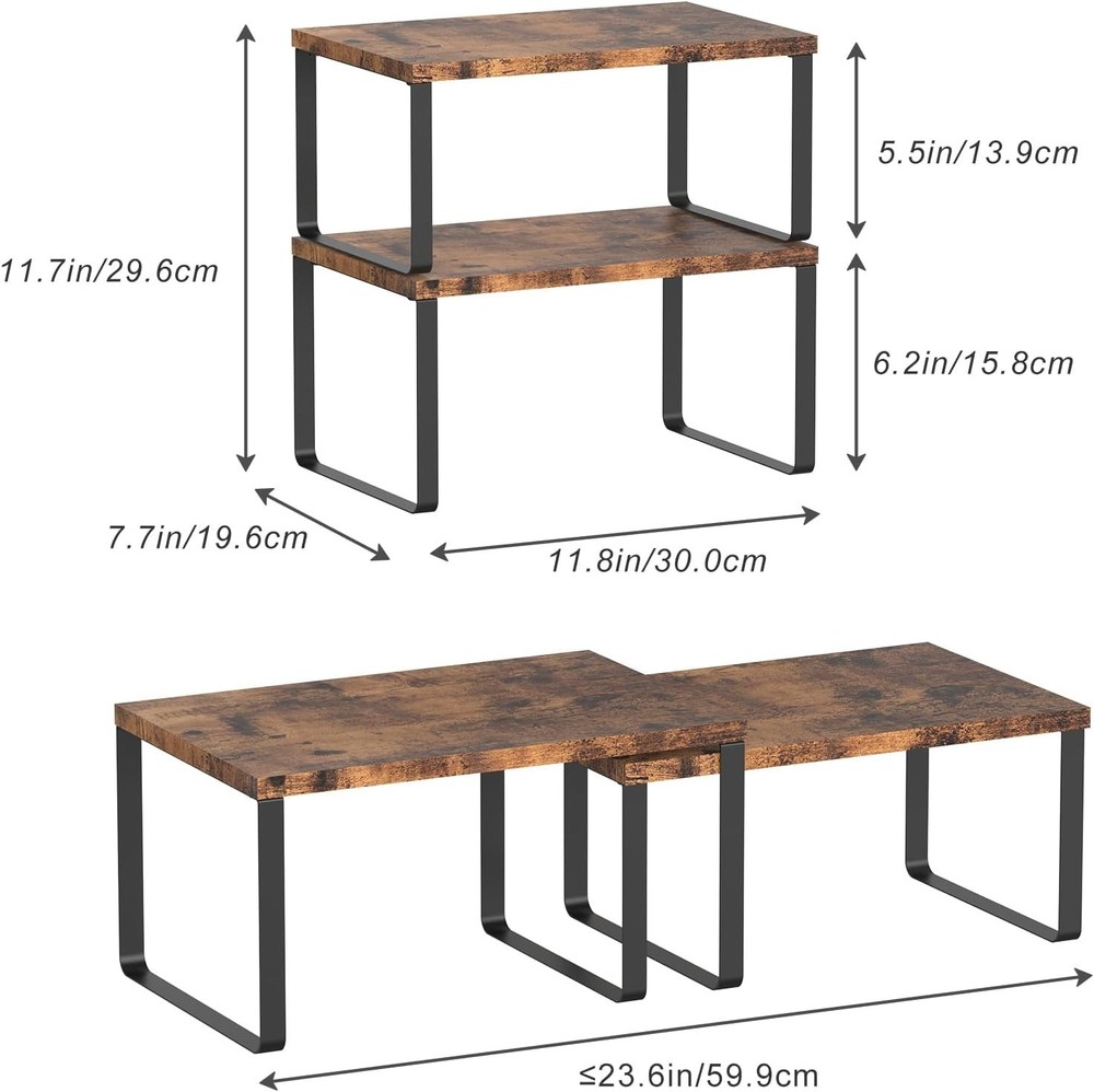 Set of 4 Stackable Counter Shelves - Expandable Kitchen Storage Solution