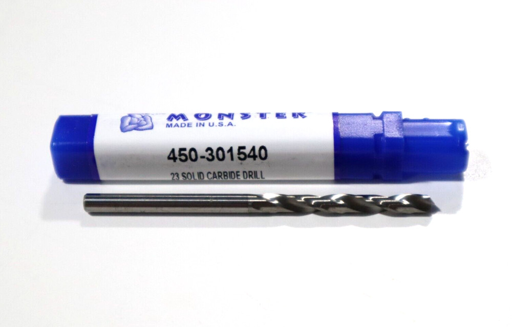 MONSTER TOOL, #23 SOLID CARBIDE DRILL, 2 FLUTE #450-301540       D640