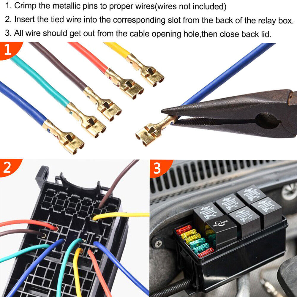 Car 6 Relay Socket H5E8 6Way Fuse Holder Box Block Panel Board Circuit