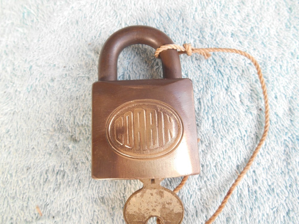 Vintage CORBIN BRASS PADLOCK WITH Original KEY