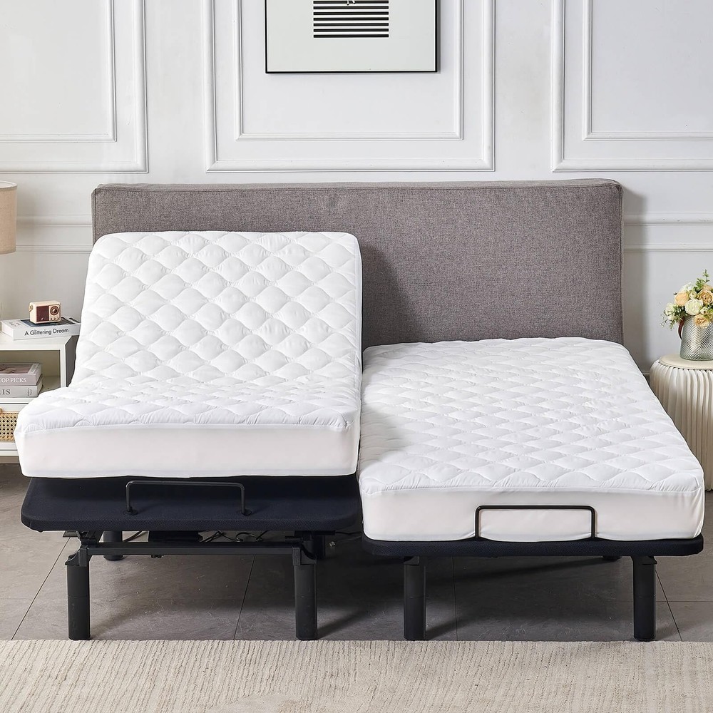 Waterproof Quilted Split California King Mattress Protector Pad for Adjustabl...