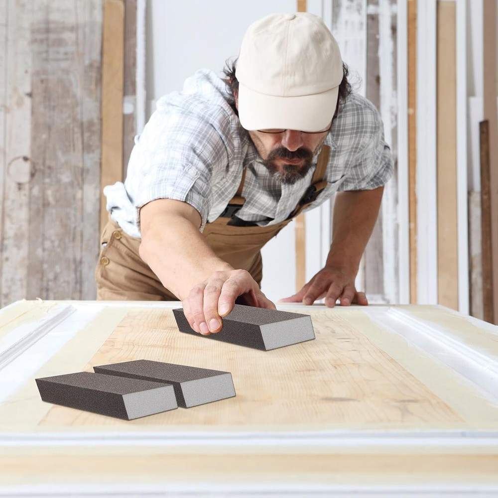 100 Pcs Dual Angle Sanding Sponge Bulk Angled Sanding Blocks Drywall Washable...