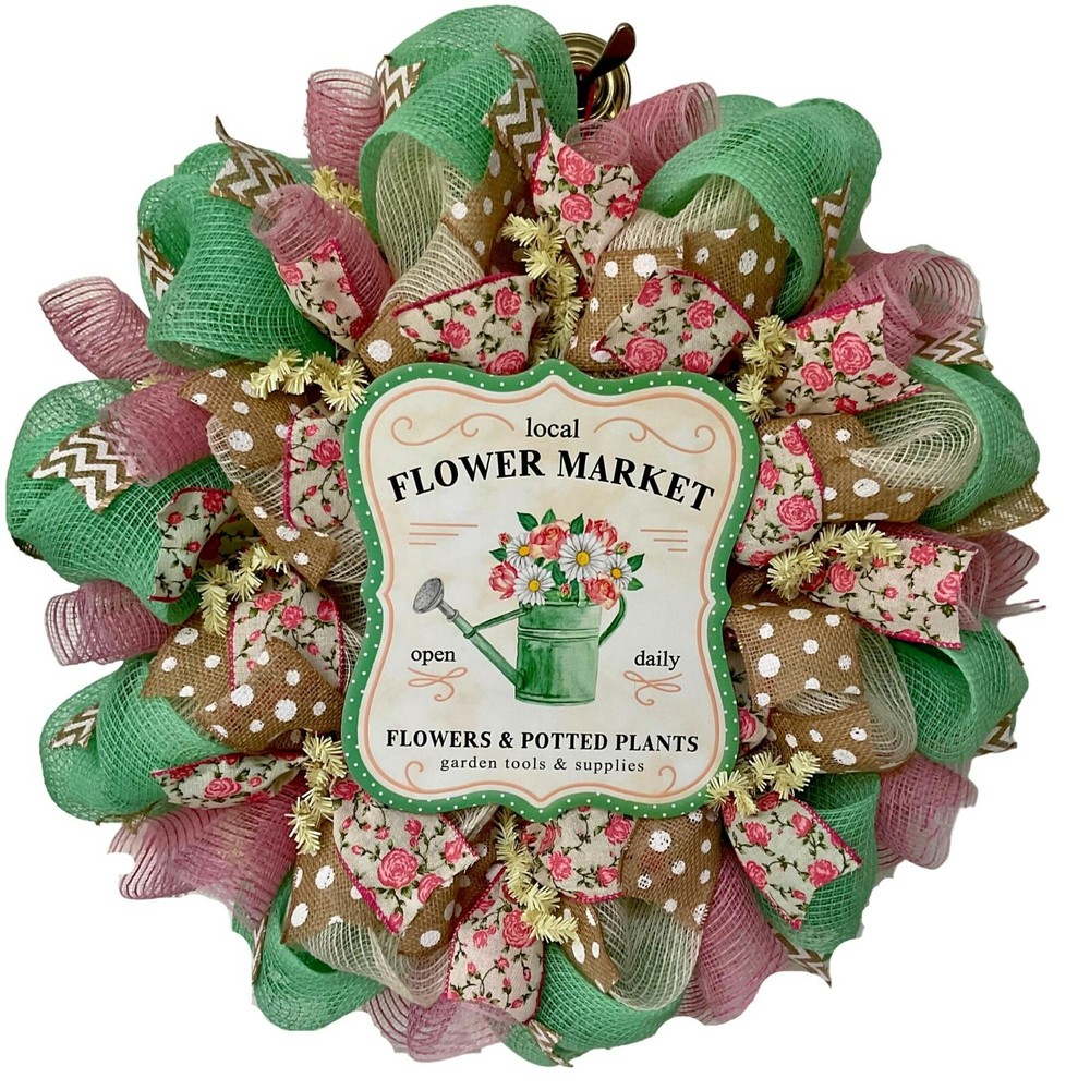 Local Flower Market Spring Handmade Deco Mesh Wreath