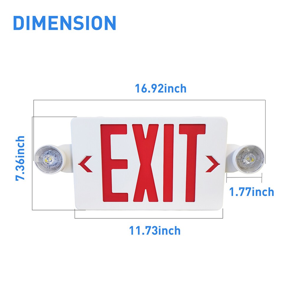 4Pack LED Exit Sign Emergency Light–Hi Output Compact Combo Red Fire UL listed