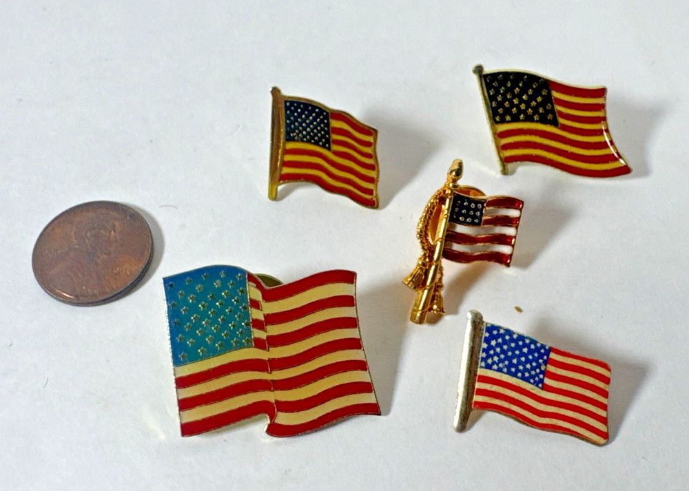 5 USA Flag Pins