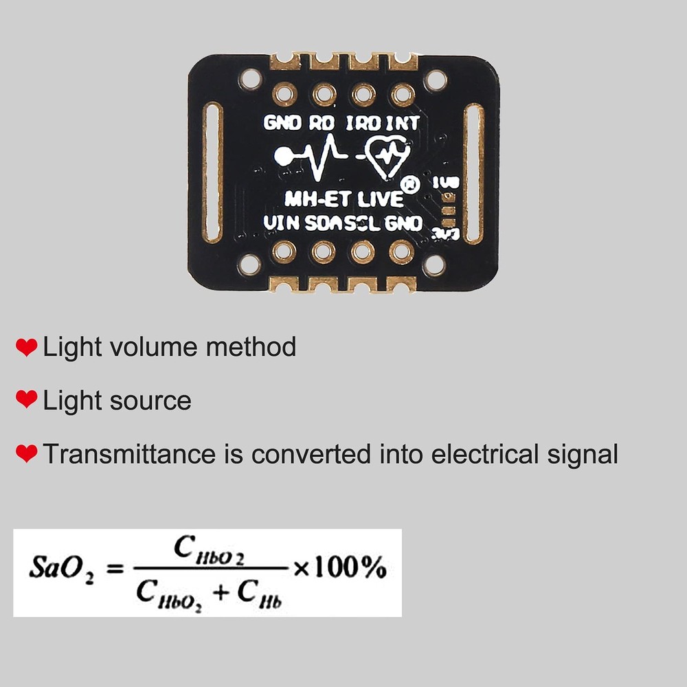 2Pcs Heart Rate Sensor Module MAX30102 Blood Oxygen Sensor Pulse Detection