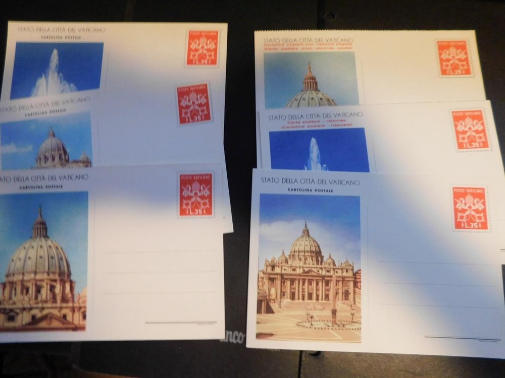 VATICAN 6 POSTAL CARDS 2 ARE PERFORATED,  ALL UNUSED