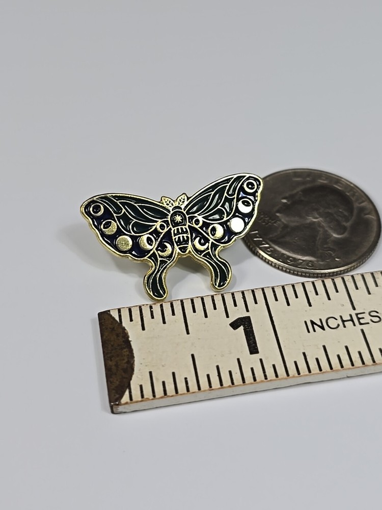 Butterfly Black With Moon Design Lapel Pin