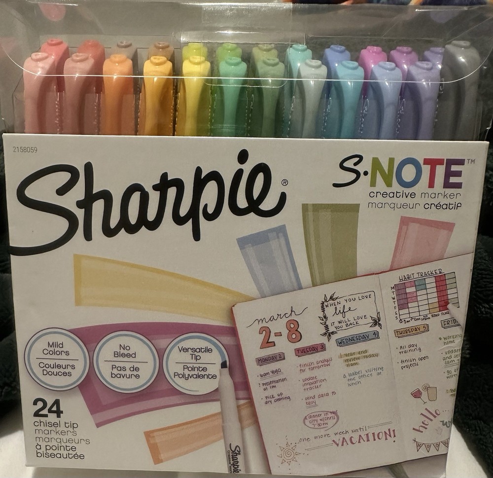 Sharpie S-Note Creative Markers, Assorted Colors, Chisel Tip, 24 Count