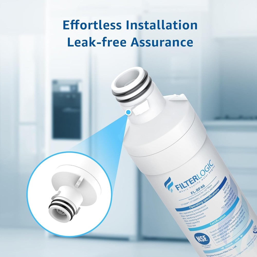 Filterlogic LT1000PC Refrigerator Water Filter, Replacement for LG, 3 Filters