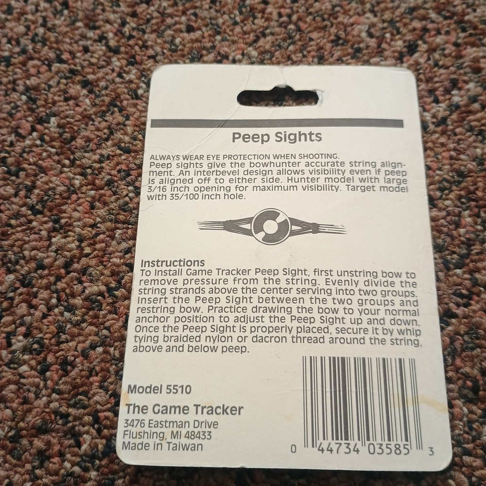 The Game Tracker Hunter Peep Sight MODEL # 5510 New