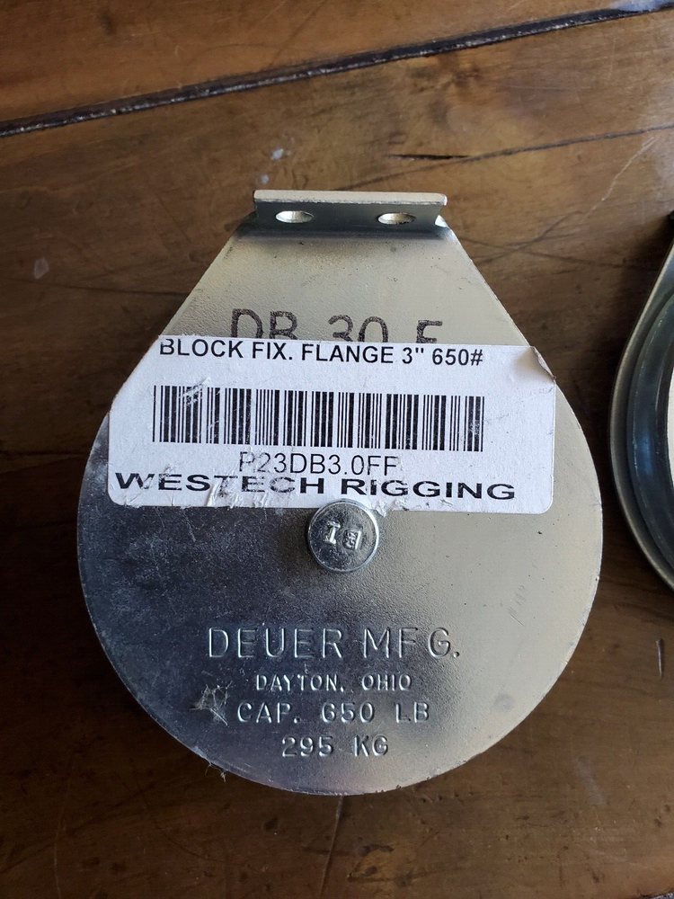 3 Heavy Duty Deuer 3" Fixed Flange Blocks 650# Rigging