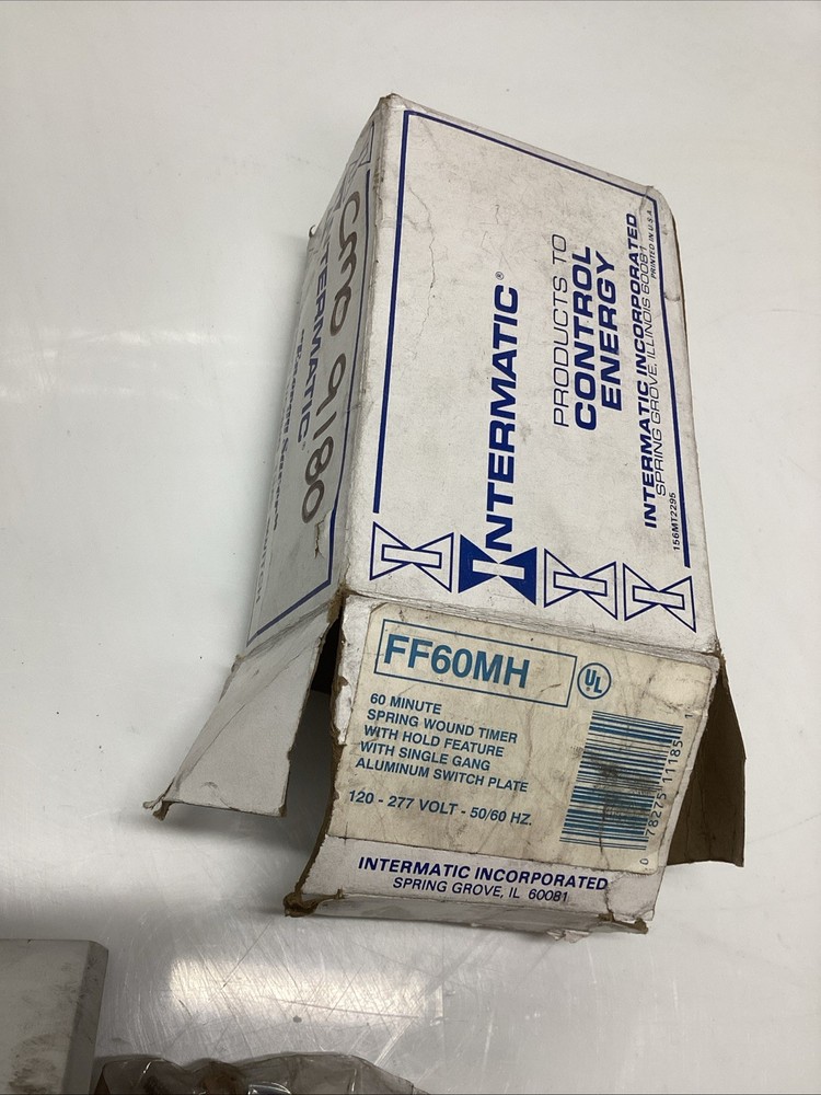 Intermatic FF60MH 60 minute timer W/hold feature & switch plate. U-625