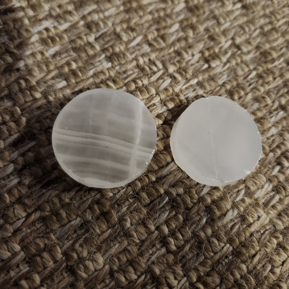 Vtg Backgammon Checkers Marble Stone 2 Game Pieces Replacement White 1.25"