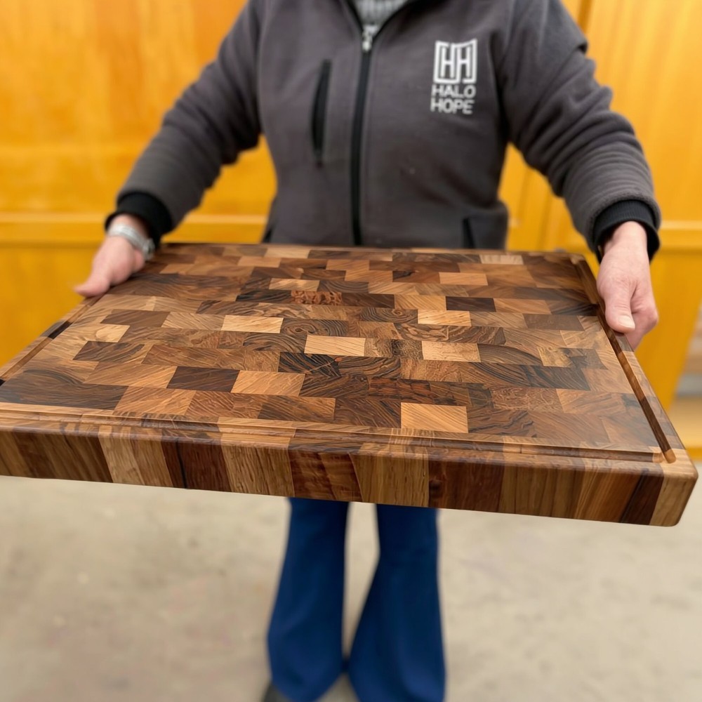 Solid Wood End Grain Walnut Cutting Board, Thick Charcuterie Chopping Block