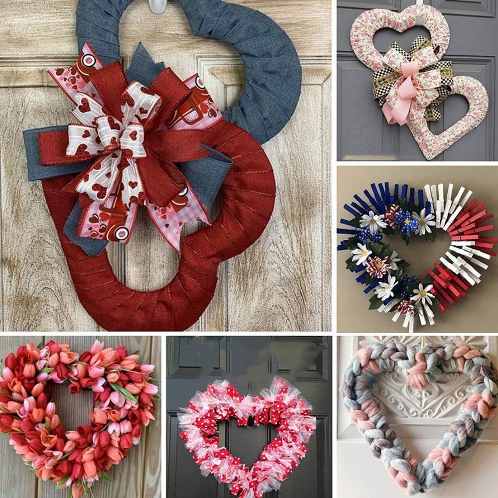 4 Pcs Heart Wreath Form Wire Frame Hanging Floral Making