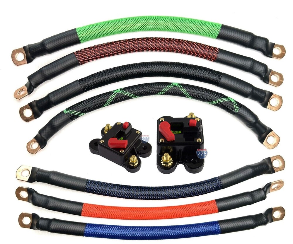 Multi AMP Circuit Breaker Custom Hand Braided Sleeving Wire/Ring Terminals Combo