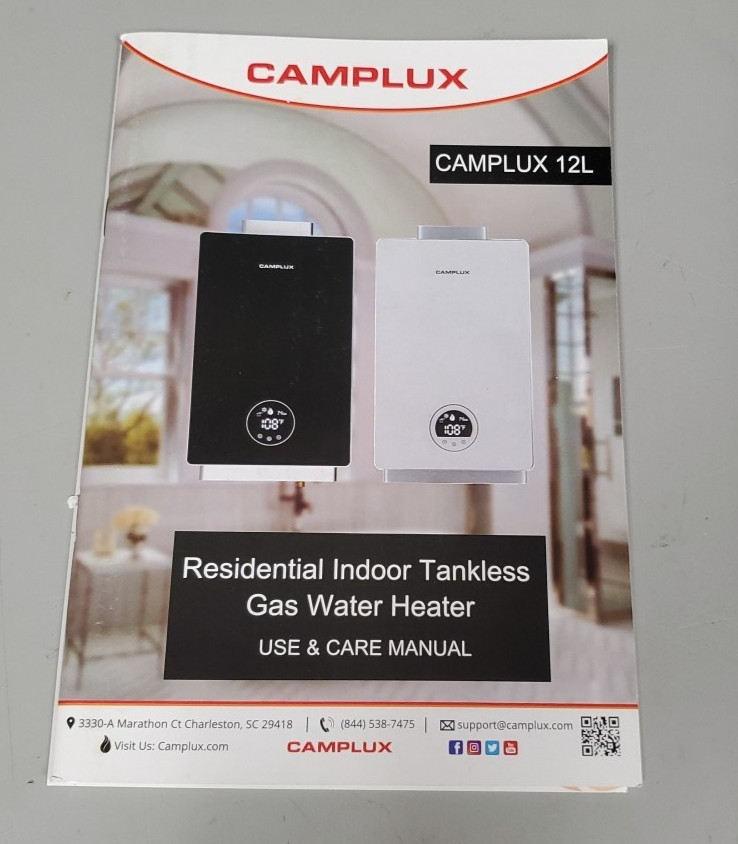 CAMPLUX CA318NG-N1 Smart 3.18 GPM Tankless Water Heater With Vent Pipe