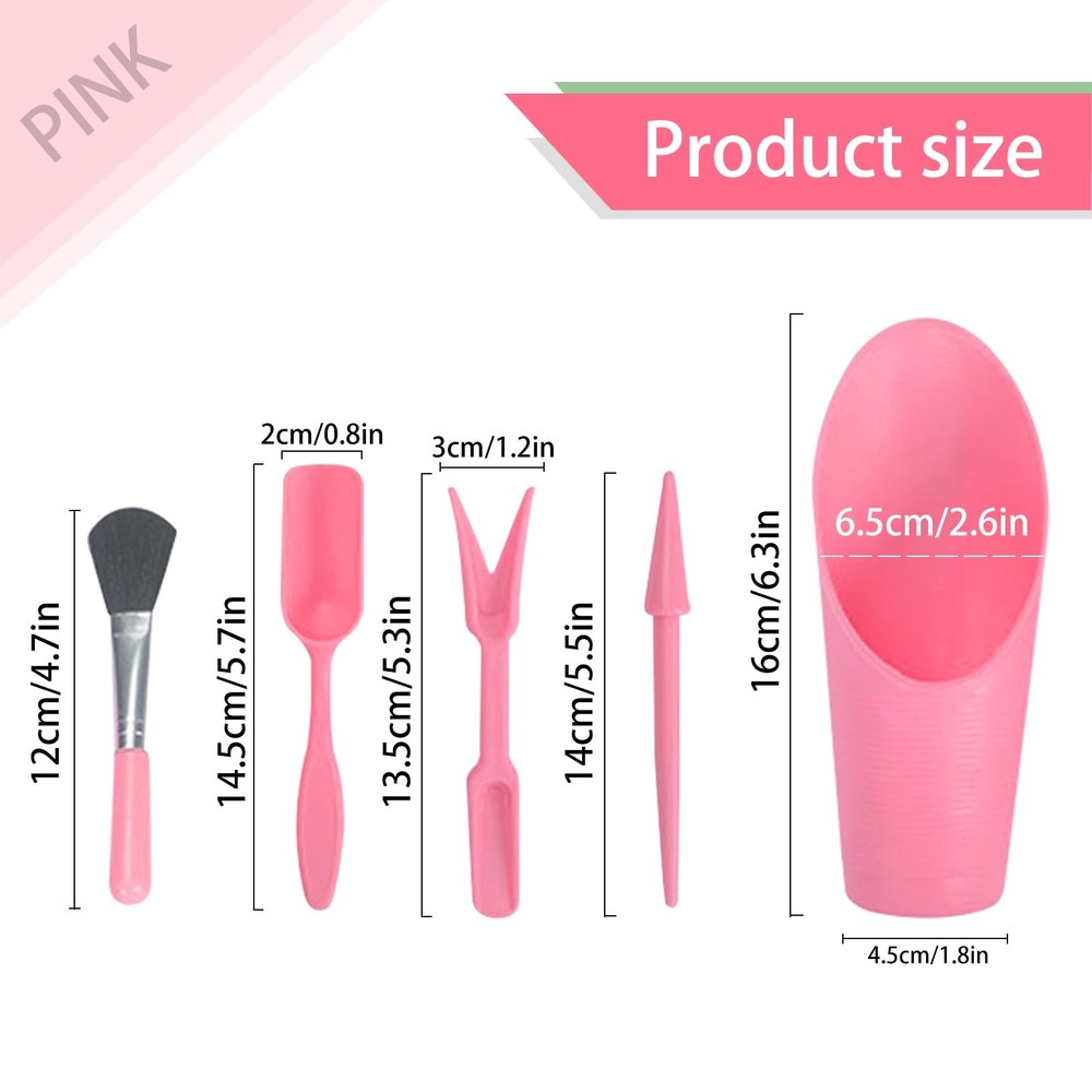 LuckyOpt Mini Succulent Tools, 5Pc Planting Tools Kit Black/Pink