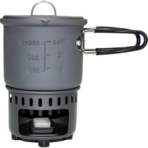 Esbit Solid Fuel Camping Cook Set Aluminum Pot with Wind Deflector
