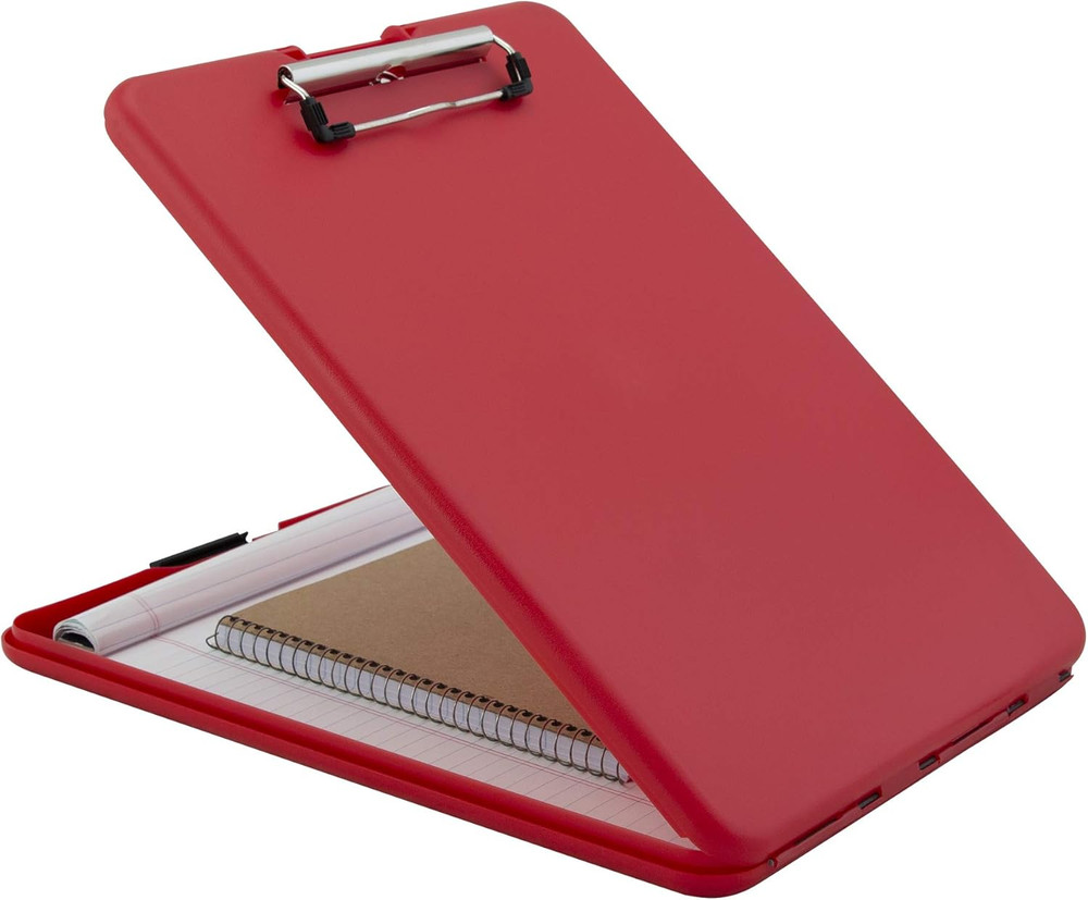 Slimmate Letter Size Storage Clipboard, Polypropylene, Red