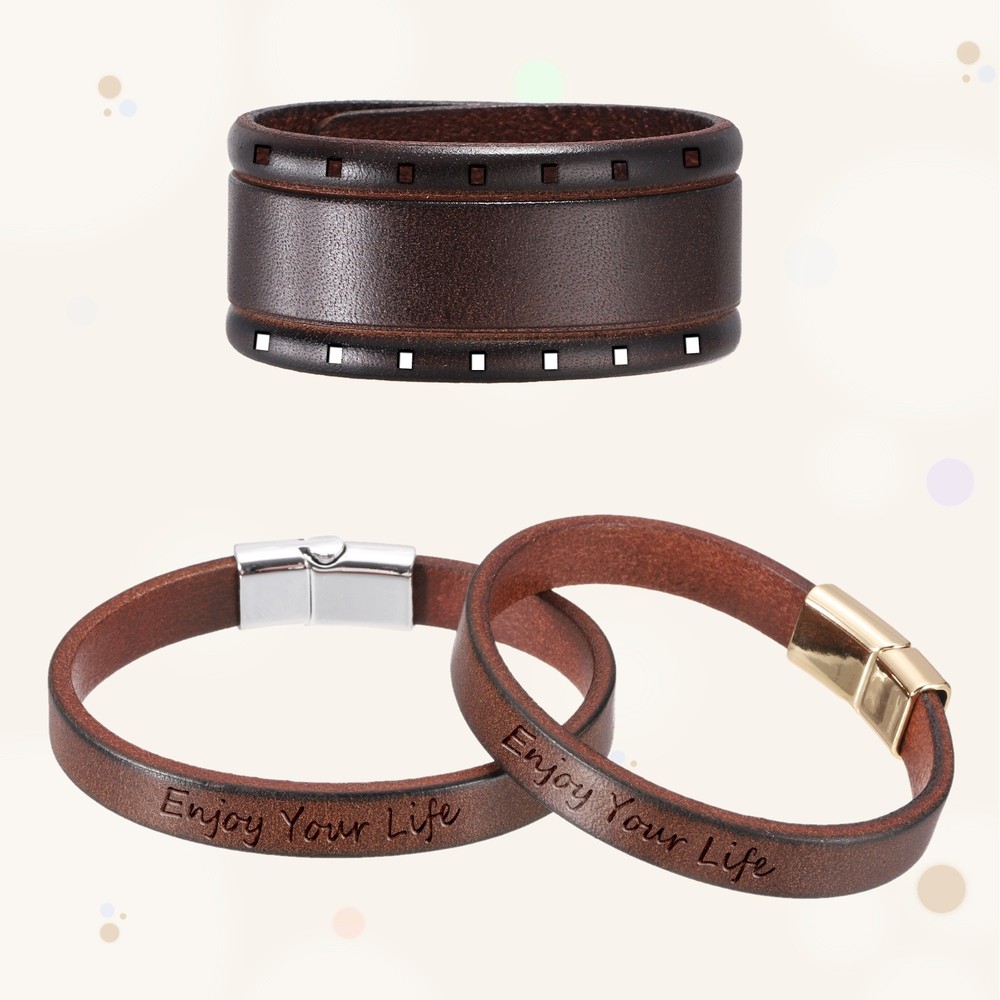 Plain Leather Bracelets Buckle Bangle,Brown Wrap Bracelet Bracelets