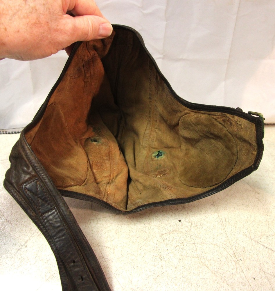 WWII era leather pilot flight helmet