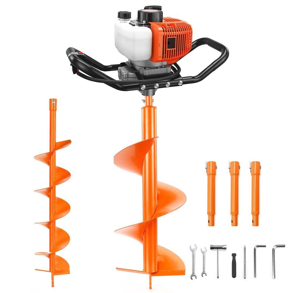 NEO-TEC 63CC Post Hole Digger Auger Drill Gas Powered 2-Stroke 6" 10" Drill Bits