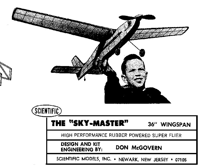 Model Airplane Plans (FF): Scientific Sky-Master 36" Wingspan Rubber-Powered