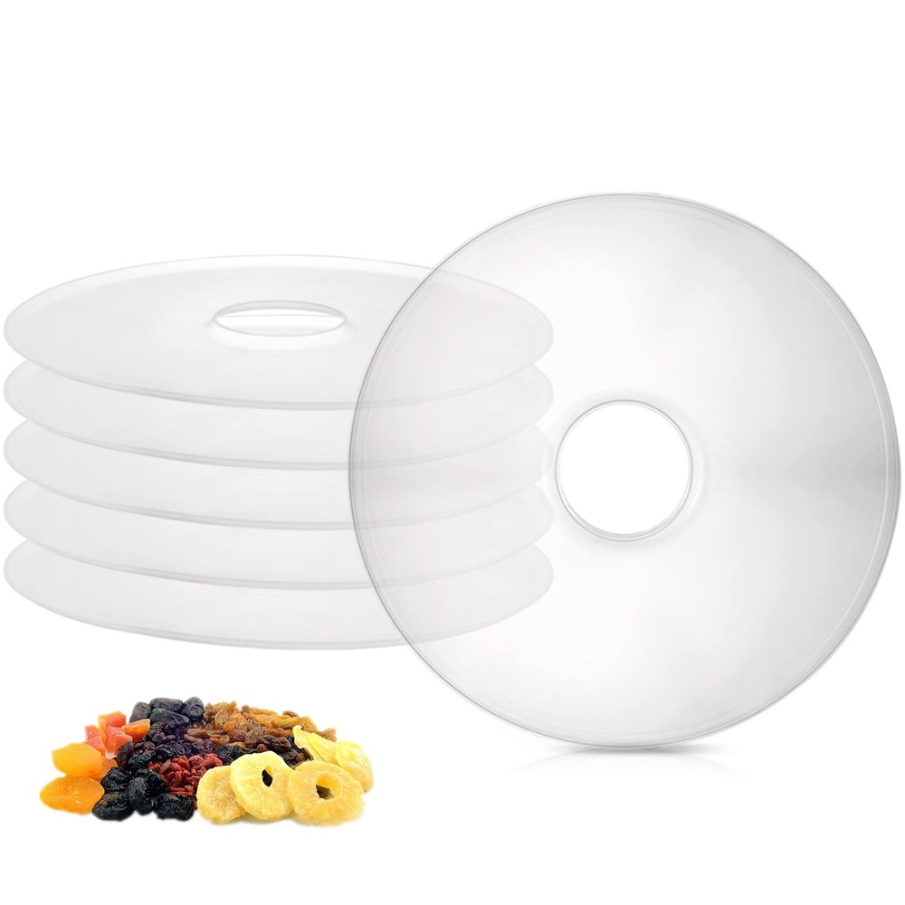 6 Pack Fruit Roll Sheets, Round Plastic Dehydrator Sheets with Edges, Reusabl...