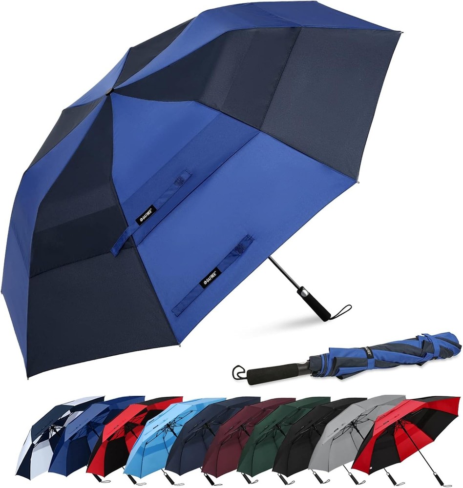 62 Inch Portable Golf Umbrella Large Oversize Double Canopy Vented Windproof