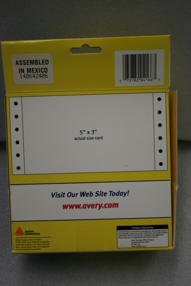 AVERY 4166 WHITE INDEX CARDS 1000 CARDS CONTINUOUS FORM 2 boxes