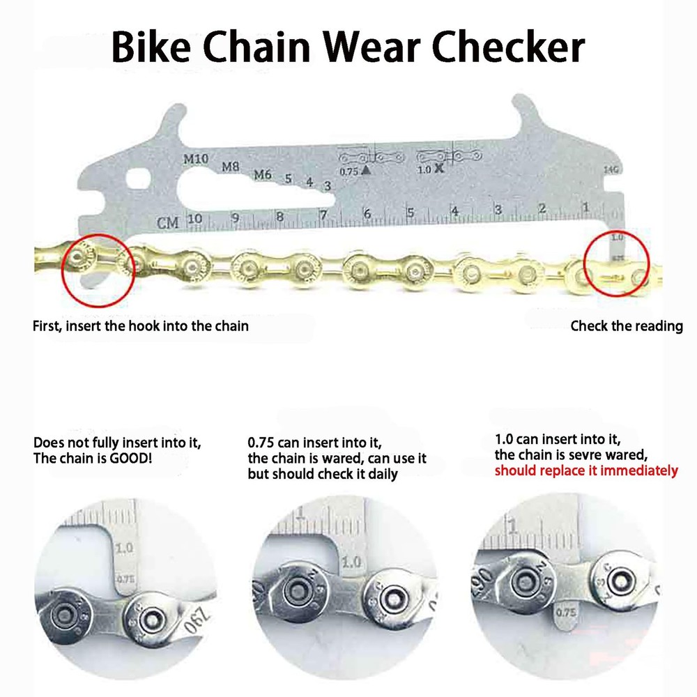 Bicycle Chain Checker Wear Indicator Tool For Large Size Repair Accessory Silver