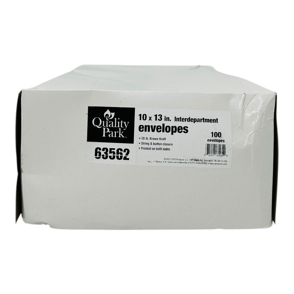 100 Envelopes Quality Park 10x13 Interdepartment 2 Sided 3 Column String&Button