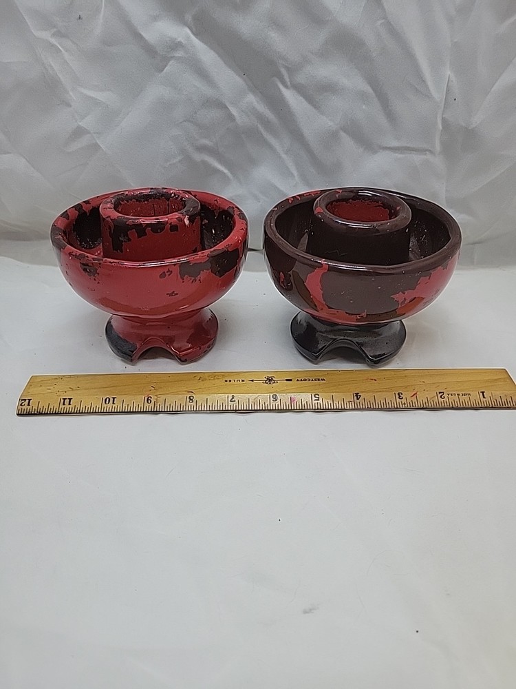 Red Heavy Candle Holders