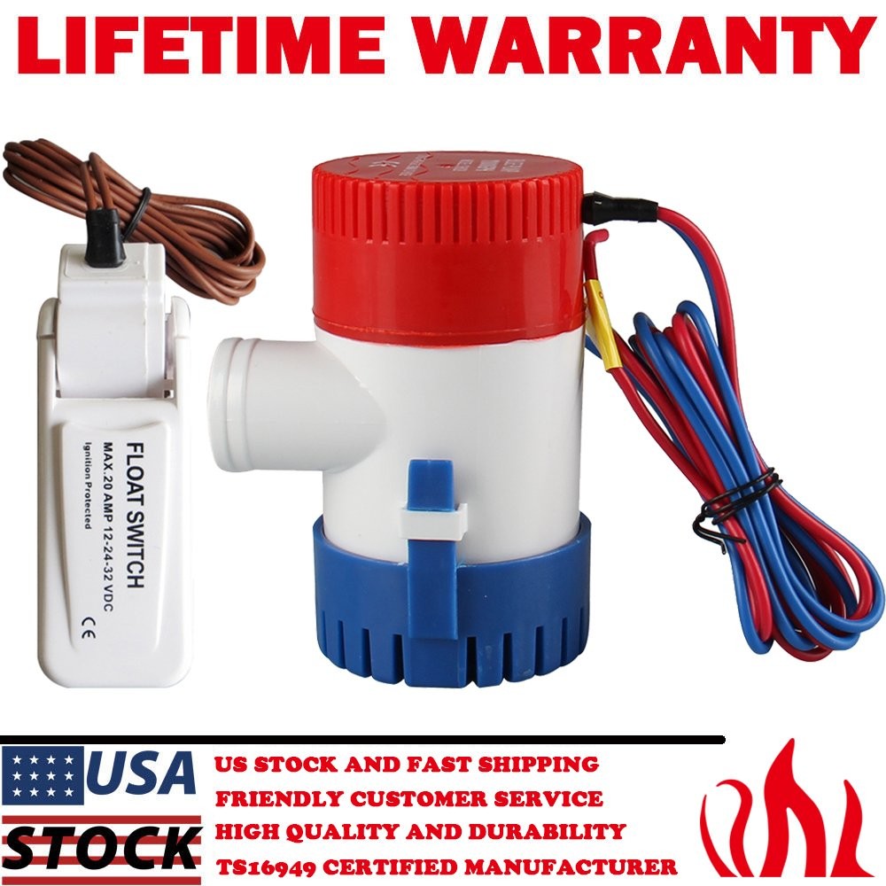 12V 1100GPH Automatic Boat Submersible Plumbing Bilge Water Pump W/ Float Switch