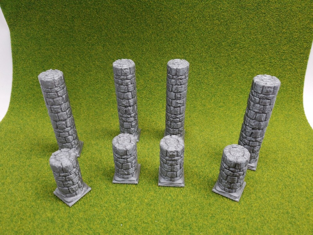 Openforge Dungeon Stone Pillars Round Tiles 3D Printed