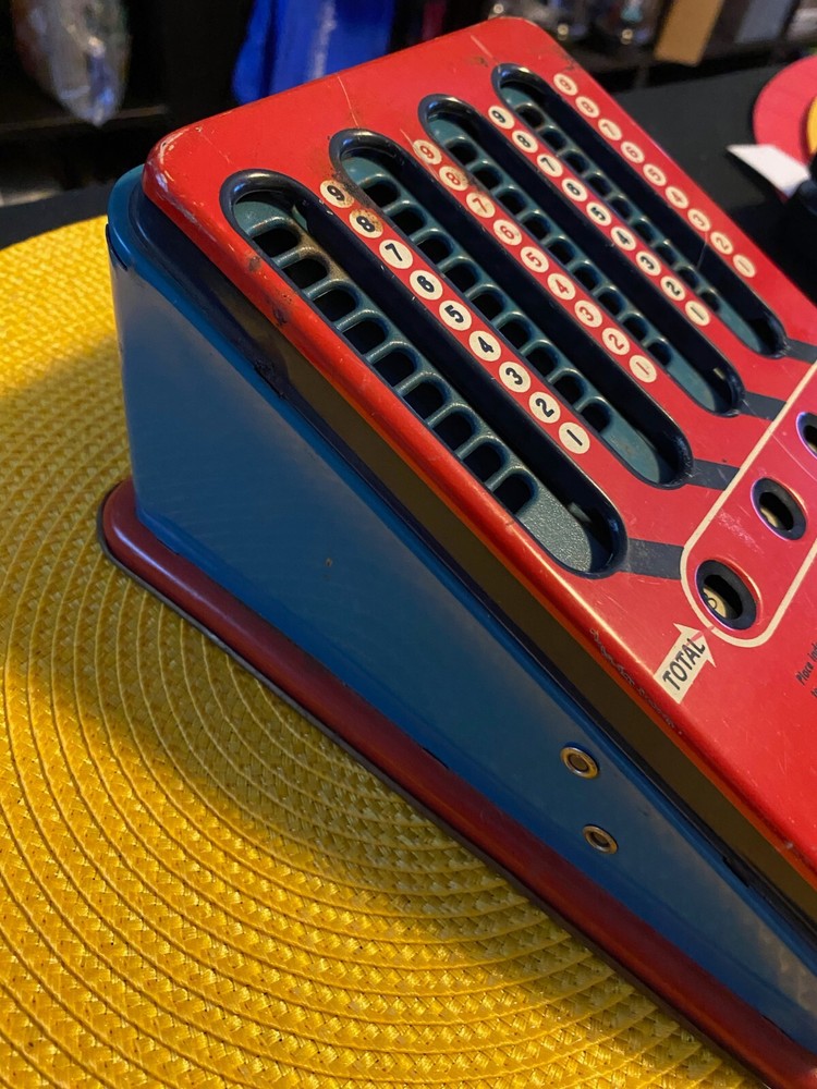 Vintage Metal Adding Machine Red/Blue