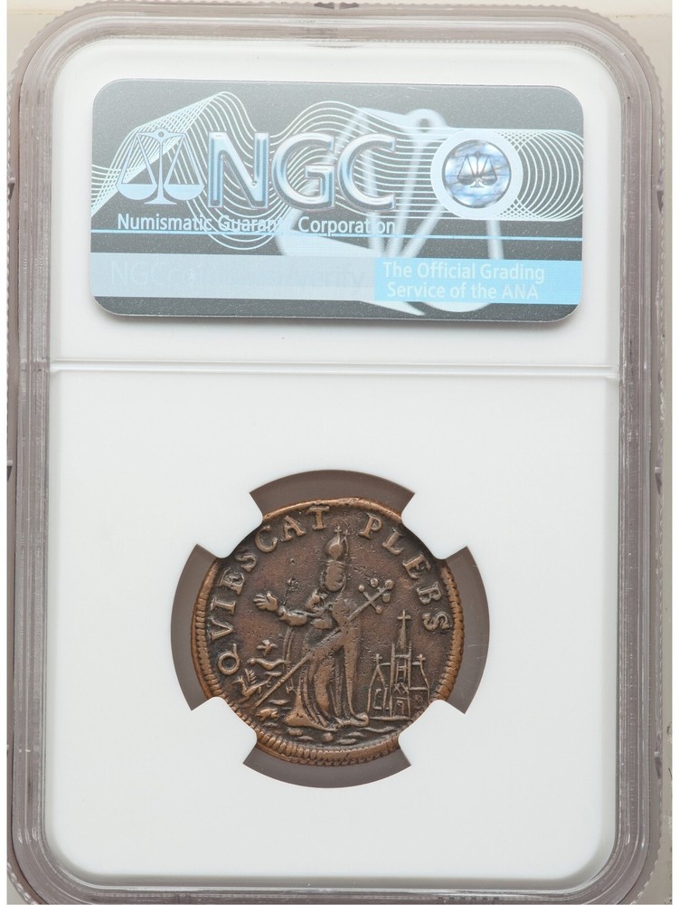 1670 St. Patrick Farthing (1/4P), NGC AU53