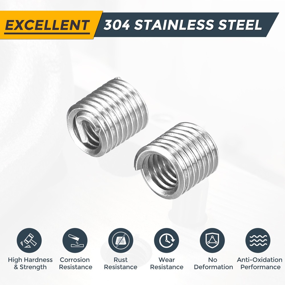 50pcs Wire Thread Inserts M2.0 x 0.4 x 2D Metric Helical Threaded Sleeve