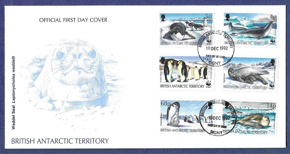1992 British Antarctic Territory Official FDC "Seals & Penguins" issue